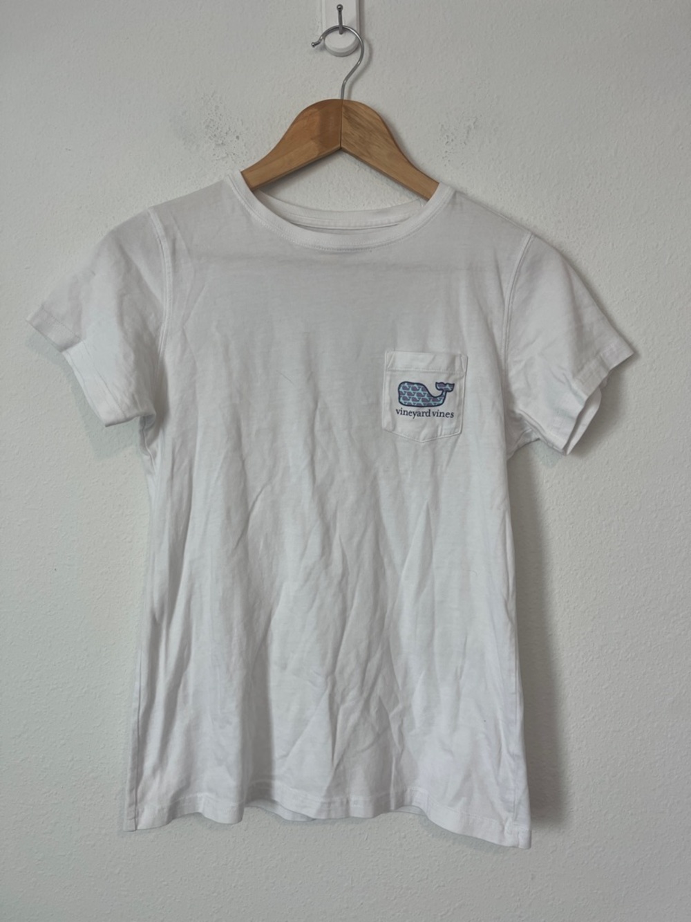 Vineyard Vines White Pocket Tee with Blue Whale